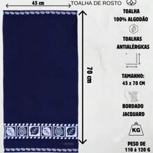 Jogo de Banho e Rosto Grande e Grossa Felpuda Macia Bordada   algodão 1,35x75 - Direto de Fábrica