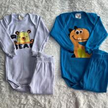 Kit 4 peças (2 CONJUNTOS) infantil INVERNO de RIBANA (CORES SORTIDAS)| Feminino ou Masculino | RN ao GG | REF 2411/2412