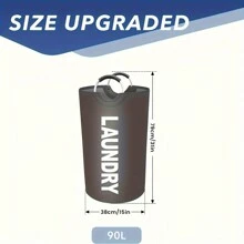 Cesto de roupa impermeável de grande capacidade de 90 litros, dobrável com alças macias, armazenamento multiuso, adequado para banheiro, lavanderia, varanda e dormitório, tecido preto oval