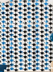 1件毕业金属流苏帘，祝贺毕业流苏帘，黑金毕业帽箔片流苏帘，2025届毕业生雨滴帘，毕业祝贺箔片帘，毕业派对背景装饰，祝贺毕业背景装饰 - 黑藍 - 查看 1