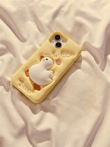 Cute Phone Case Kawaii Cream Yellow Squishable Duck Design Phone Case Compatible With IPhone 14 Pro Max, Compatible With IPhone 13, Compatible With IPhone 14, Compatible With IPhone 11, Compatible With IPhone 12, Compatible With IPhone 15 Pro Max, Soft Silicone Creative Women Protective Cover