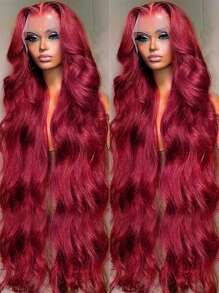 Uveous 200% Burgundy Body Wave Red Lace Front Human Hair Wigs For Women 99J Colored 13x4 Body Wave Lace Front Wigs Human Hair Pre Plucked Wine Red Lace Front Wigs Human Hair Wigs For Women - S99J - Xem 1