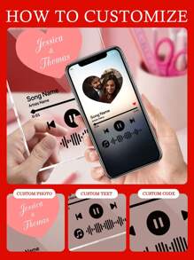 1 pezzo Targa a forma di cuore personalizzata con foto e testo, targa musicale Spotify scannerizzabile, cornice portafoto personalizzata per decorazione domestica, targa acrilica personalizzata con foto e testo, targa con copertina di album musicale, regalo romantico per l'arte musicale, regalo per anniversario, San Valentino, compleanno, matrimonio, festa della mamma, festa del papà, regalo per il migliore amico, regalo per genitori/partner, regalo di laurea - Stile incisione San Valentino e amore 9 (12*16 cm)-Nero - Visualizzare 7
