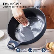 SENSARTE Nonstick Frying Pan Skillet With Lid, 12 Inch Large Deep Frying Pan, 5 Qt Non Stick Saute Pan With Cover, Induction Pan, Healthy Non Toxic Cooking Pan With Helper Handle, PFOA PFOS Free - 藍鹽 - 查看 4