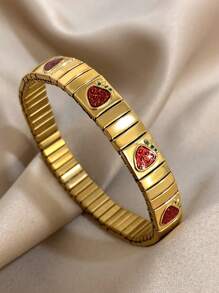 1pc Vintage Stretch Elastic Bracelet Enamel Fruits Wristband Bangle For Women Stainless Steel Bracelet Valentine Birthday Jewelry Gifts,Mom,Mother,Mother's Day,Gift