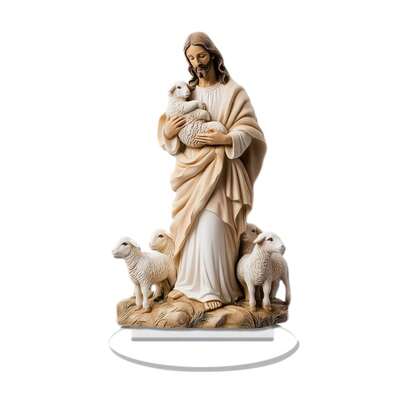 Jesus Decoration 2D Acrylic Jesus Figurine Sheep Decor For Desktop Home Holiday Decor