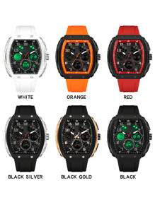 SANDA. SANDA Hot 6157 Tonneau Dial Digital Watch For Men Military Army Sport Wristwatch Man Silicone Multifunctional Waterproof Male LED Clock - one-size - View 8
