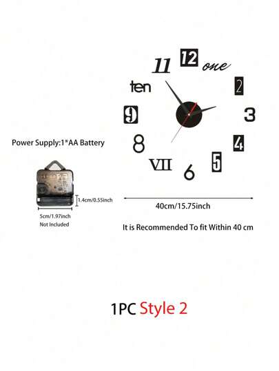 1set Creative Acrylic Large Diy Digital Clock, Black, Study, Living Room ation,Home ,Room Birthday Graduation Klok Wand Bedroom Dormitory Back To School view 4