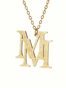 1 szt. spersonalizowany naszyjnik z mrożonej stali nierdzewnej - styl vintage boho z nakładającą się literą "M", złoty, do codziennego stroju, na imprezy i święta, spersonalizowany naszyjnik na prezent walentynkowy