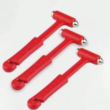 1pc/2pcs/3pcs Car Safety Hammer, Car Window Glass Breaker, Seatbelt Cutter, Car Emergency Escape Tool, Glass Breaker, Random Color - Red - View 12