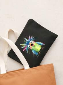 Bolsa de maquillaje de gran capacidad con estilo, bolsa de maquillaje de viaje, bolsa con cremallera de unicolor, bolsa de belleza, bolsa de lona, estampada con un colorido patrón de pájaros, adecuada para almacenamiento diario, despedida de soltera y bolsa de aseo, kit de maquillaje de dama de honor, bolsa de regalo de dama de honor, bolsa de almacenamiento de viaje para bodas con cremallera, bolsa de maquillaje ideal de compras de diseño reciente