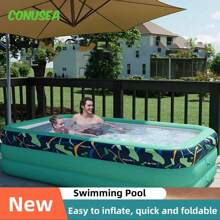 1 件热带雨林条纹充气游泳池 - 加厚 PVC，易于安装，无需电力，非常适合花园、后院夏季水上派对