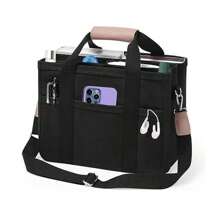 2025 Canvas Messenger Bag Mommy Bag, Shoulder Bag, Women's Simple Canvas Handbag, Multi-Pocket Mommy Bag Diaper Bag, Suitable For Halloween, Christmas Gifts, The Best Gift For Family And Friends, Large Capacity Messenger Bag, Wandering Bag Messenger Bag, Two Colors Optional - 黑色 - 查看 1