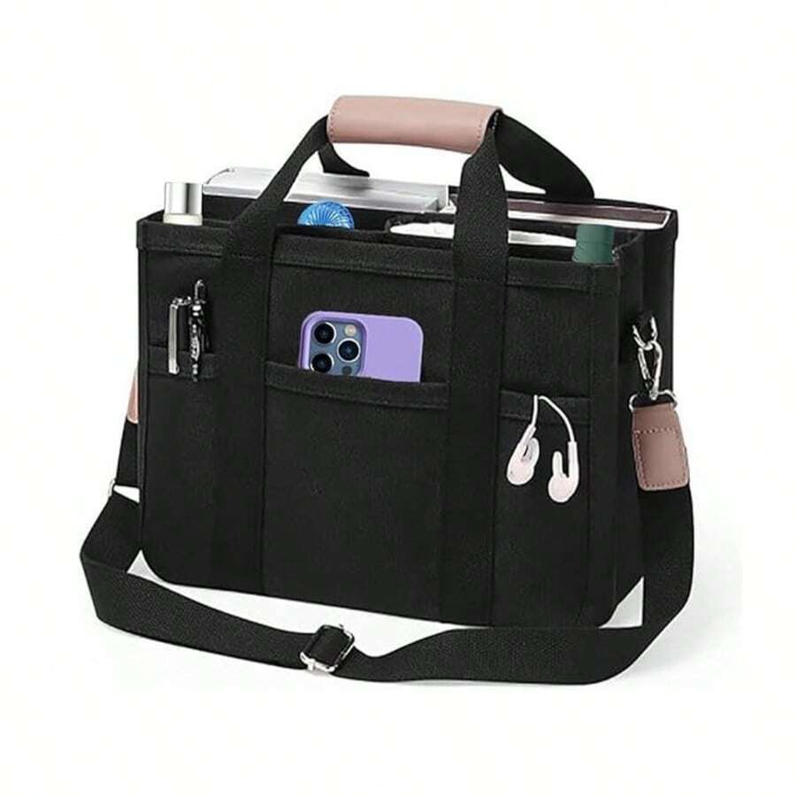 2025 Canvas Messenger Bag Mommy Bag, Shoulder Bag, Women's Simple Canvas Handbag, Multi-Pocket Mommy Bag Diaper Bag, Suitable For Halloween, Christmas Gifts, The Best Gift For Family And Friends, Large Capacity Messenger Bag, Wandering Bag Messenger Bag, Two Colors Optional - 黑色 - 查看 1