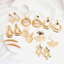 Exaggerated Dramatic Leaf & Heart Loop Chandelier Earrings, Personalized Circular Disc Earrings