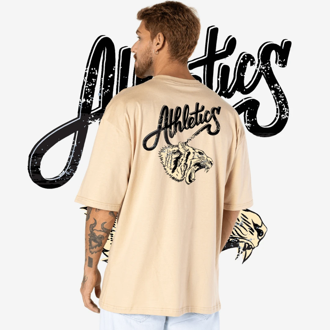 Demolart Modas Camiseta Oversized Estampada Athletics Tigre 100% Algodão Streetwear Unissex