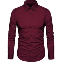 Men's Slim Dress Shirt – Fitted Cut And Modern Style - Burgundy - View 2