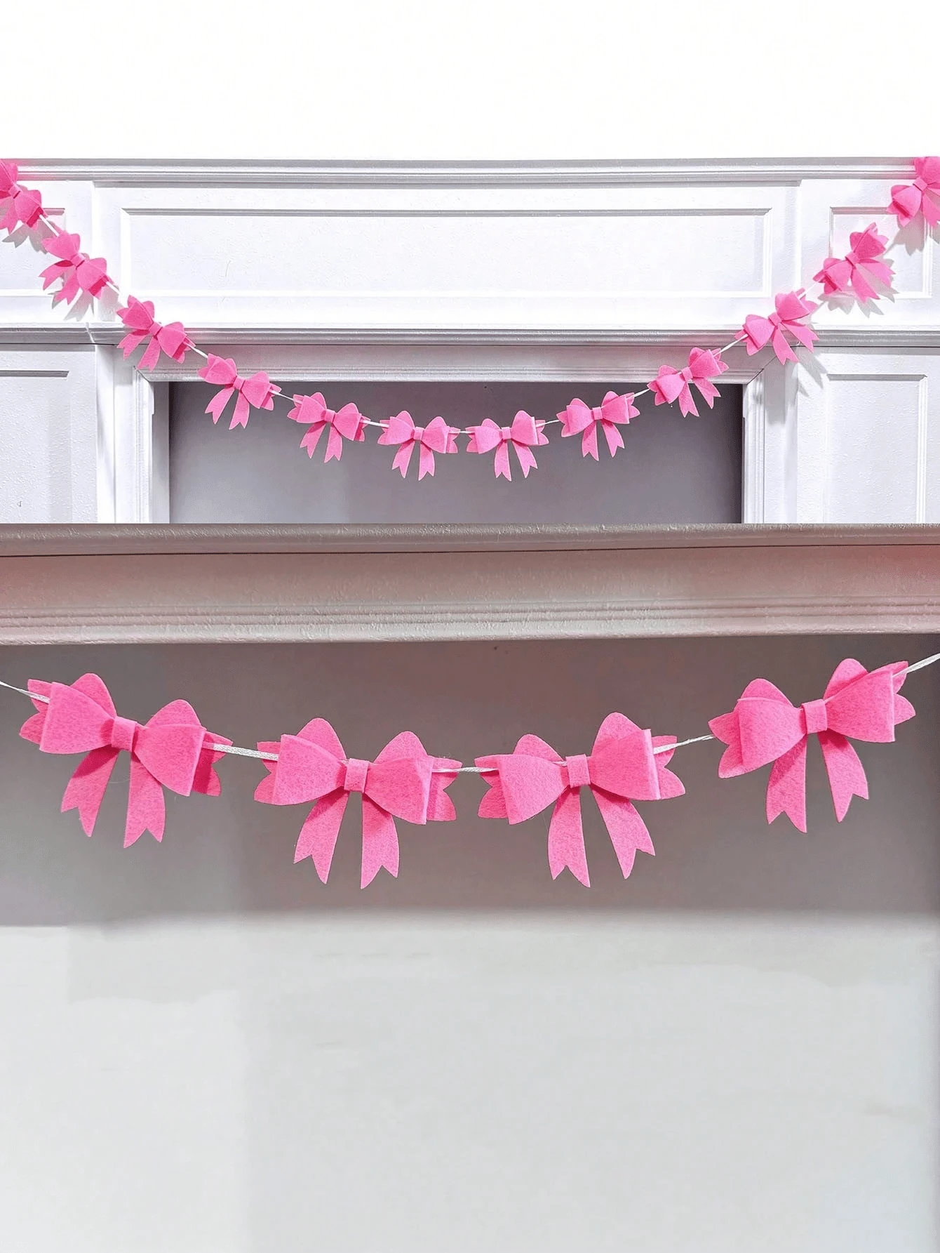 1 String Of Pink Rose Red Bow Hand-Woven Tape Pull Flower Banner Decoration, Bow Pull Flag Wedding Layout, Wedding Background Arch Decoration, Popular Layout Decoration, Non-Woven Bow Background Wall Decoration, Suitable For Birthdays, Festivals, Party Decorations, Holiday Party Gifts - Multicolor - View 1