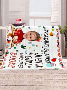 Custom Flannel Blanket Soft Personalized Throw Blankets For Kids Adults And Family Cozy Lightweight Fleece Blanket With Photo Text Design Gift For Birthday Christmas Baby Shower Reading Blanket For Book Lovers Home Decoration - Multicolor - View 4
