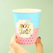 1 Gói Cốc Giấy Dùng Một Lần Tiệc Chủ Đề Tiết Lộ Giới Tính Có Thiết Kế In Giấy Bạc - Nhiều màu - Xem 2