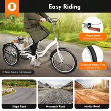 kangten 20" Dreirad für Erwachsene 20 Zoll Dreirad für Erwachsene Senioren Damen Männer Multifunktionale Fahrrad Kreuzfahrrad mit Einkaufsaufbewahrungskorb