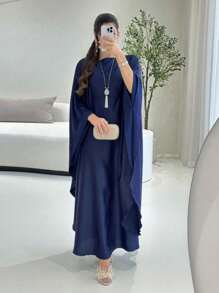 1pc Moisture-Wicking And Breathable Loose Comfortable Batwing Abaya, Suitable For Women's Daily Wear Without Headscarf Soft Hijab,Women Veil - 彩色 - 查看 8