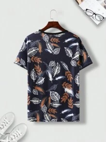 T-shirt à manches courtes pour hommes col rond avec imprimé numérique