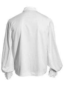 Men's Ruffle Collar Medieval Long Sleeve Shirt, Costume For Holiday Party - White - View 5