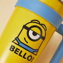 Miniso Vaso de gran capacidad con aislamiento de los Minions, botella de agua portátil, taza de acero inoxidable con asa, tapa y pajita, 1600ml/54.11oz