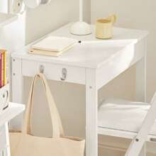 SoBuy FWT43-N Escritorio con Un Cajón y 3 Percheros Mesa de Ordenador de Estilo Industrial 60x40x77 cm ES Mesa Escritorio Silla de Oficina Muebles de Oficina en Casa, Mobiliario de estudio Caqui estilo nórdico, estilo sencillo 60x40x77 cm