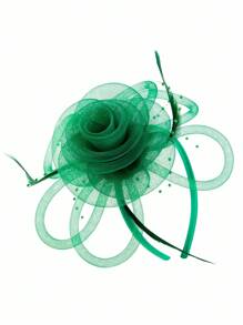 HITYfascinator 1 قطعة تيجان للنساء بتصميم زهري شبكي باللون الأخضر لاحتفالات اليوم الوطني الايرلندي ، صداع كوسبلاي حفلات الزفاف والشاي ، هدية عيد ميلاد ، قبعة سباق الخيل ، قبعة مع شريط وكليب قابلة للاستخدام بطريقتين