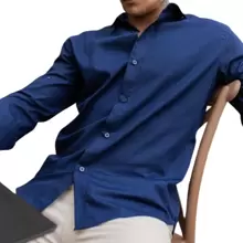 Men's Slim Business Dress Shirt With Winter Pattern - Various Colors - 藏蓝色 - 查看 5