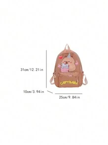 Cute Capybara Print Backpack, Unisex Kids/Children Small Bookbag, Versatile Kindergarten School Bag - A - View 3