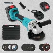 Mini Angle Grinder, 12V Low-Noise Rechargeable Lithium Battery Angle Grinder, Micro Polishing Machine, Electric Cutting Machine, One Handed Operation, High Power, Can Cut Metal Steel, Polish Rust Removal, And Polish Wood. Efficient Work, Equipped With Free Parts Tools - 2 Batteries Blue - View 2