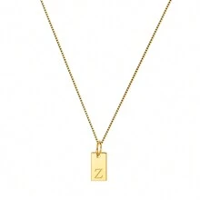 1 st. Delikat & Minimalist S925 Silver Fyrkant Halsband Hängsmycke Med Text Detalj , Bra Jubileumspresent För kvinnor - Guld - Visa 15