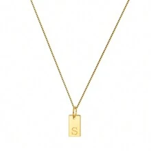 1 st. Delikat & Minimalist S925 Silver Fyrkant Halsband Hängsmycke Med Text Detalj , Bra Jubileumspresent För kvinnor - Guld - Visa 21