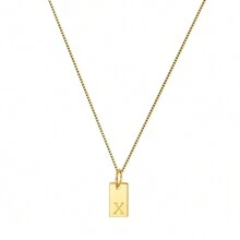 1 st. Delikat & Minimalist S925 Silver Fyrkant Halsband Hängsmycke Med Text Detalj , Bra Jubileumspresent För kvinnor - Guld - Visa 27