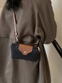 1 pieza Bolso de mano de moda pequeño y cuadrado, bolso de hombro y bandolera versátil y de moda para mujer, monedero mini de unicolor, cabe teléfono, monedas, lápiz labial, uso diario, ir al trabajo