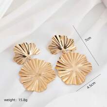 Exaggerated Dramatic Leaf & Heart Loop Chandelier Earrings, Personalized Circular Disc Earrings