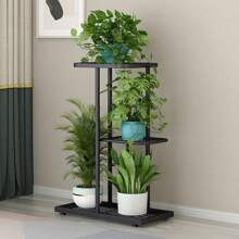 Plant Stand Indoor Outdoor, 3 Tier 4 Pot Metal Flower Shelf For Multiple Plants, Plant Shelf Corner Display Rack For Patio Garden Balcony Living Room, BLACK - Black - View 2