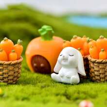 7 件装可爱白兔雕像，配胡萝卜和蘑菇装饰 - 非常适合复活节和派对餐桌装饰，塑料，适合冬季、新年 - 彩色 - 查看 6