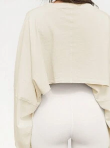 Sudadera corta de cuello redondo de moda para mujer, prenda básica para hacer deporte, ropa para gimnasio