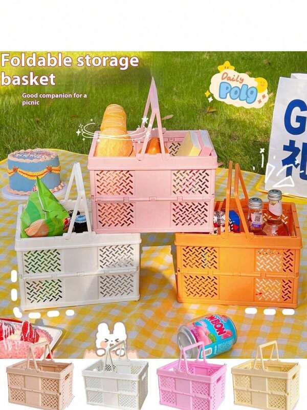 Cesta de almacenamiento, cesta de almacenamiento plegable, (seleccione el tamaño de producto correspondiente) cesta de almacenamiento plegable con asa para facilitar el movimiento de los estantes, caja de almacenamiento plegable para papelería, estantes, cosméticos varios. La cesta de almacenamiento se puede apilar. Para uso en familia, cocina, clase, picnic, dormitorio, baño, oficina, cocina, sala de estar, dormitorio, escritorio, suministros de almacenamiento del hogar