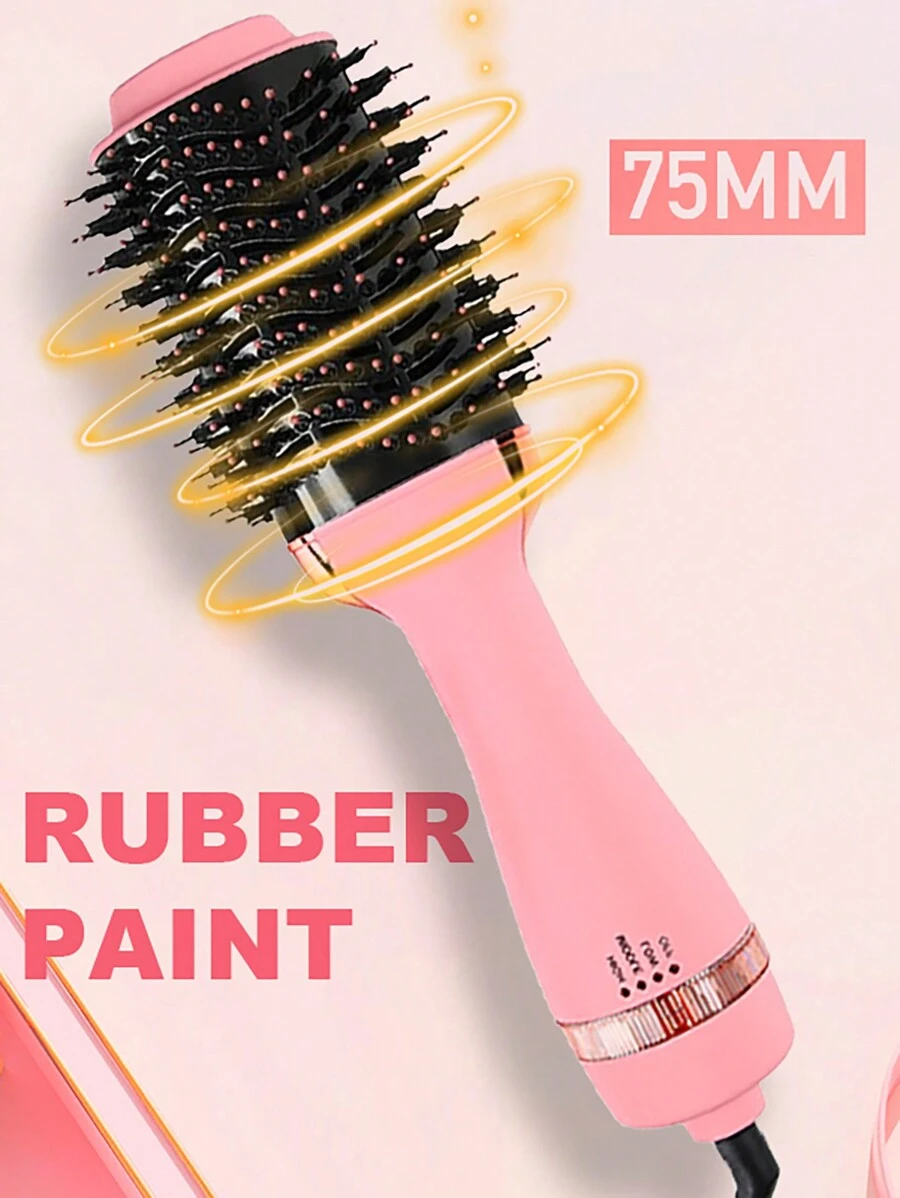 PinkSings Pink Hair Dryer Brush, Warm Air Brush, 3 In 1 Hair Drying/Curling/Straightening Professional Salon Electronic Blow Dryer Brush For Women, Matte Surface With EU Plug - EU F Type Plug(220-240V) - View 1