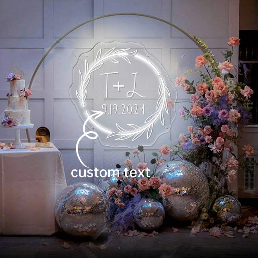 定制霓虹灯婚礼标志、个性化霓虹灯婚礼标志、情人节、订婚派对背景、家居墙壁装饰、送给恋人、情侣和朋友的独特礼物 - custom color - 查看 1