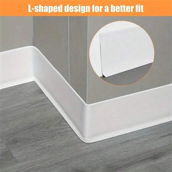 1 pièce Plinthe auto-adhésive en PVC de 100 cm/300 cm, bordure décorative moulée flexible et étanche de 8 cm de large pour la rénovation de la maison