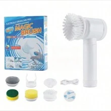 Electric Cleaning Rotary Brush Band, Multiple (With 3 Brush Heads, 4 Brush Heads, 5 Brush Heads) Power Cleaning Brush, Household Rechargeable Handheld Shower Cleaning Brush For Bathroom Wall Tile Floor Bathtub Kitchen