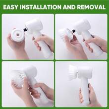 Electric Cleaning Rotary Brush Band, Multiple (With 3 Brush Heads, 4 Brush Heads, 5 Brush Heads) Power Cleaning Brush, Household Rechargeable Handheld Shower Cleaning Brush For Bathroom Wall Tile Floor Bathtub Kitchen