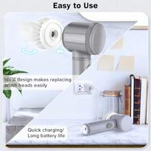 Electric Cleaning Rotary Brush Band, Multiple (With 3 Brush Heads, 4 Brush Heads, 5 Brush Heads) Power Cleaning Brush, Household Rechargeable Handheld Shower Cleaning Brush For Bathroom Wall Tile Floor Bathtub Kitchen
