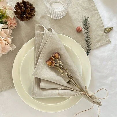 2/6/12pcs Simple Solid Color Soft Absorbent Cloth Napkins, Suitable For Wedding, Party, Banquet, Restaurant, Kitchen, Picnic, Dining Table Decoration